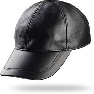 Real Leather men's black basebal hat like new large